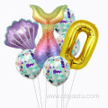 children birthday party mermaid number balloon set